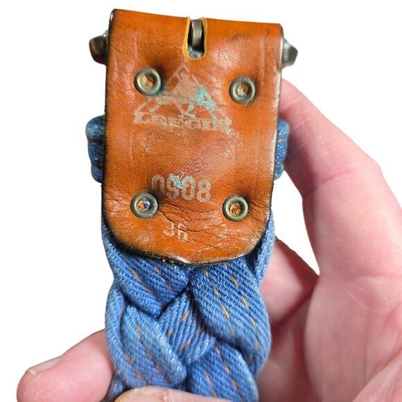 2 1970s Braided Belts: Keegin Denim and Leather, Canterbury  Braided Suede Sz 36 - Picture 6 of 8